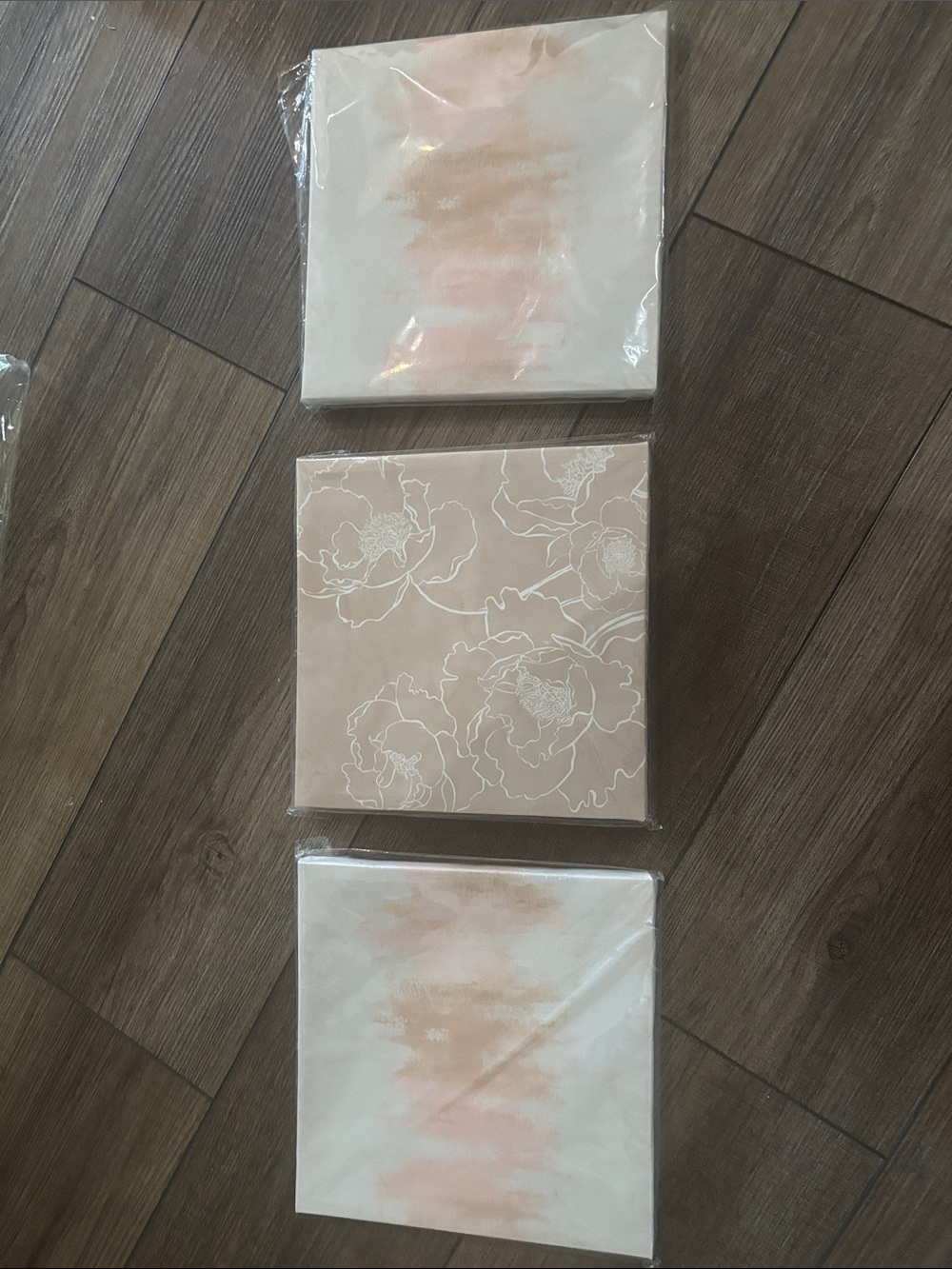 Peony Floral & Watercolor Wall Art Set - Blush Pink Canvas Panels